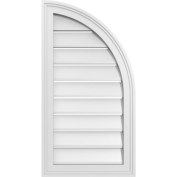 Ekena Millwork Quarter Round Top Right Surface Mount PVC Gable Vent w/ 2"W x 2"P Brickmould Sill Frame, 16"W x 30"H GVPQR16X3003SF - main